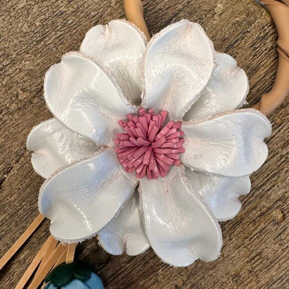 Leather Flower Purse Charm Genuine Leather Flower Bag Charm NEW FAST SHIP - Picture 5 of 7